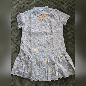 PATCHINGTON Blue Floral Eyelet Dress SIZE M AQUASKY COLOR